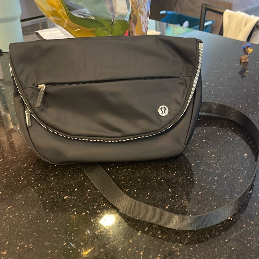 Lululemon All Night Festival Bag. Black with silver zipper.